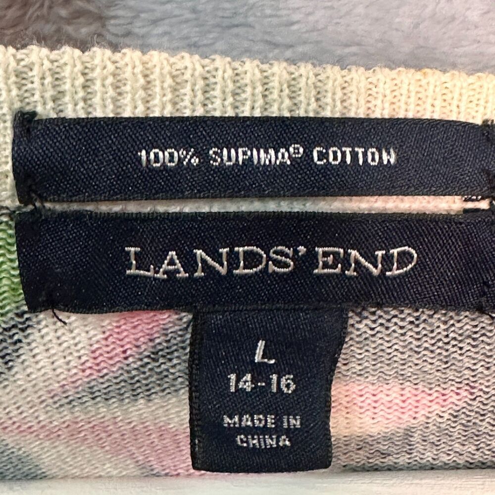 Lands End Floral Cardigan Sweater Size Large - Picture 7 of 10